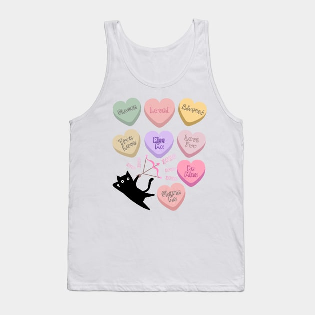 Cat Adoption Kitten Kitty Lovers Cute Candy Heart Funny Tank Top by AimArtStudio